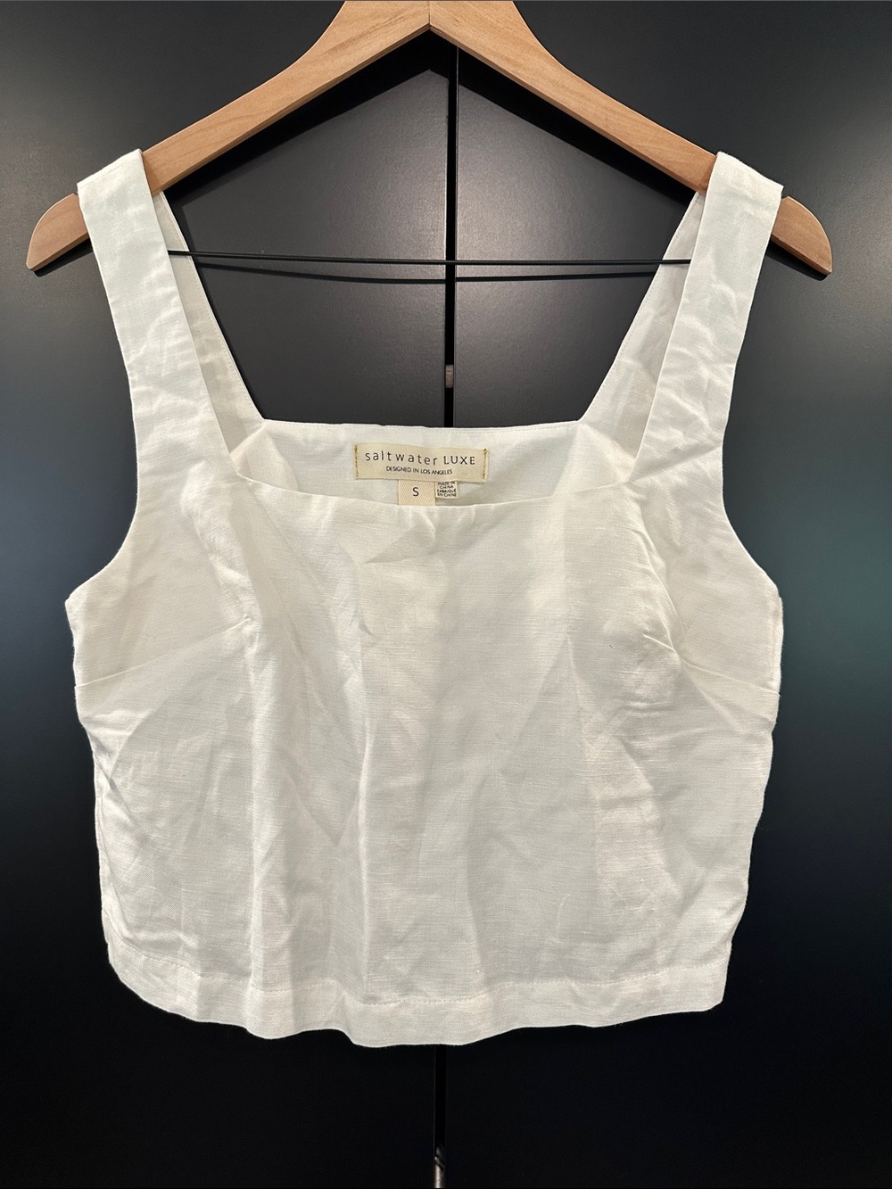 NWOT saltwater LUXE Soleil Tank White Linen Square-Neck Cropped